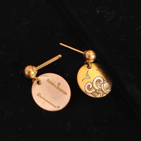 Vintage Reed and Barton Damascene two-tone waves and seagull earrings - Picture 2 of 2